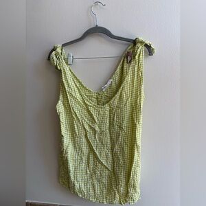 Jane and Delancey Green Checkered Top